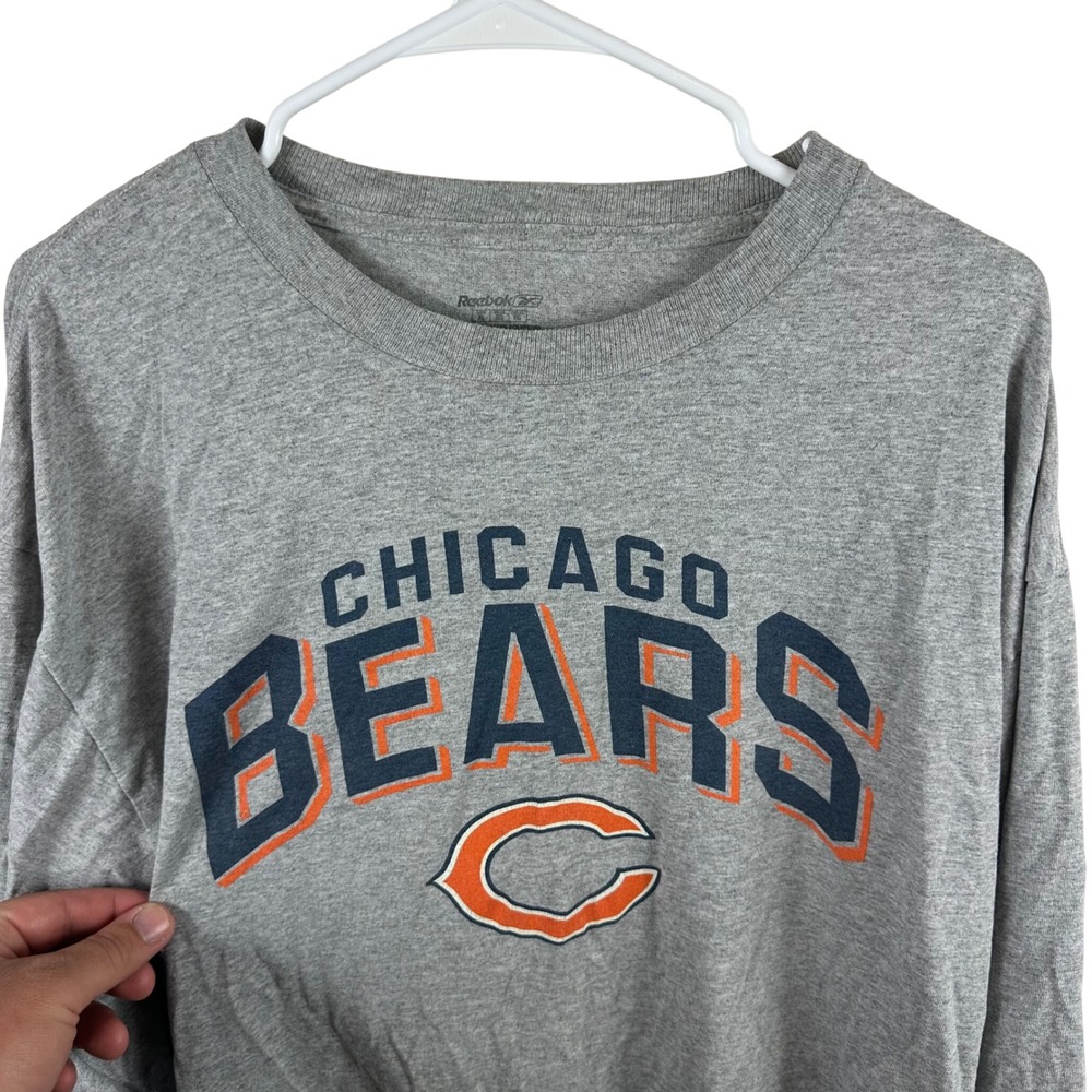 Reebok Chicago Bears Shirt Mens XL Gray Long Sleeve NFL Football Graphic Tee